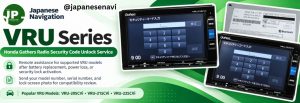 Honda Gathers VRU Series security code unlock service showing navigation lock screens and radio units