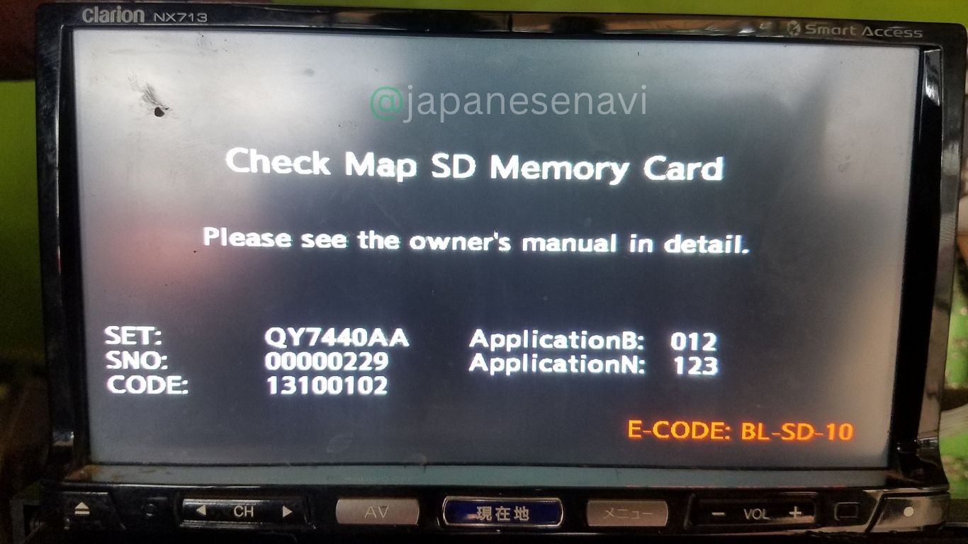 Clarion NX713 – Boot Map SD Card
